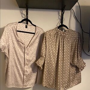 SHEIN Cream Polo Collar Relaxed Blouse